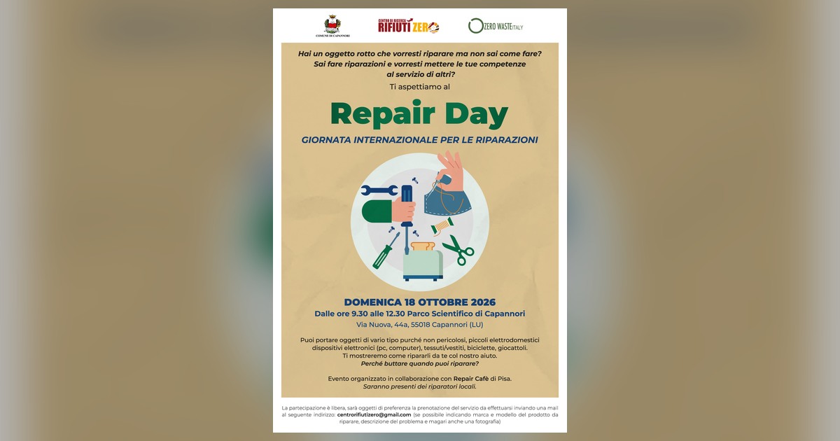 Repair Day a Capannori – domenica 18 ottobre 2026
